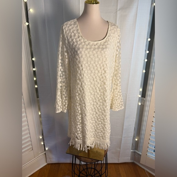 Indigo Soul Cream Textured Midi Dress - Picture 1 of 8